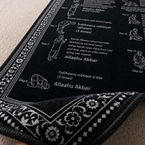 Customer using the Step-by-Step Salah mat