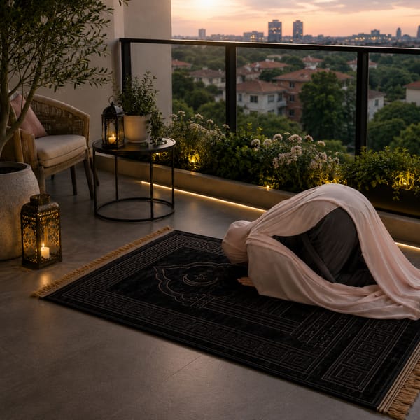 Customer using the prayer mat