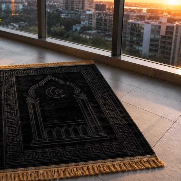 Customer using the prayer mat