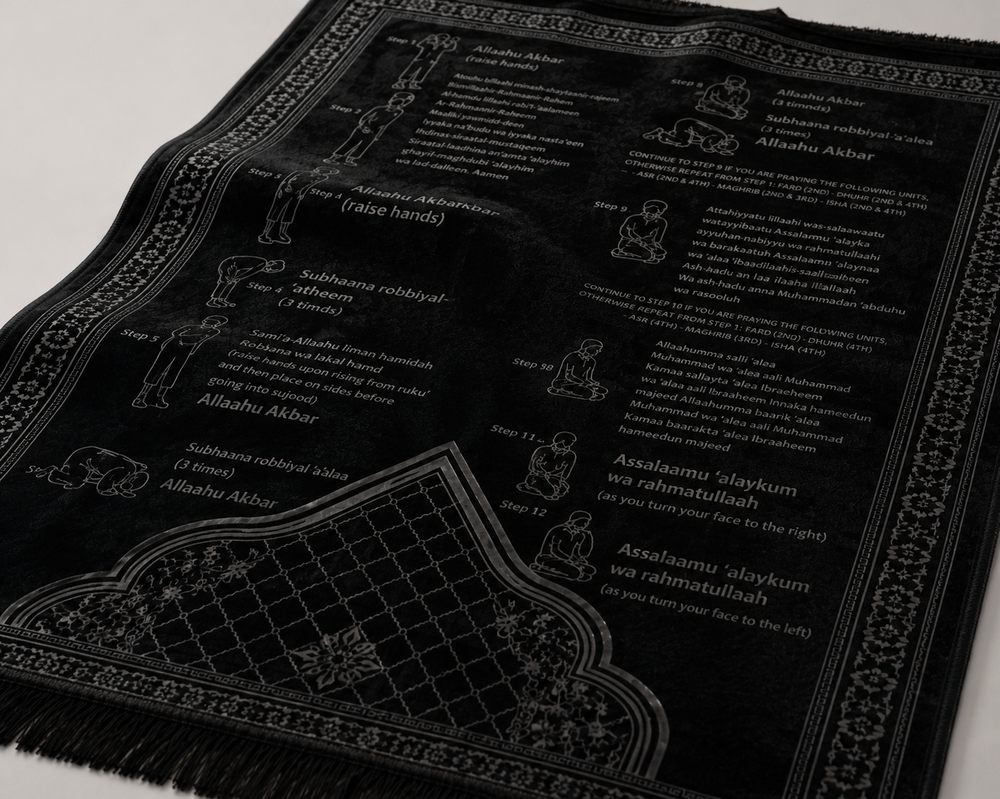 Step-by-Step Phonetic Salah Padded Prayer Mat