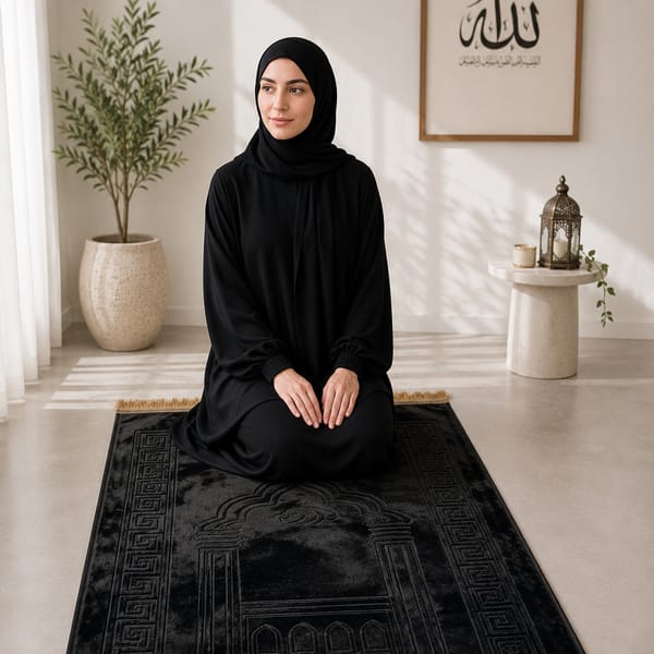 Customer using the prayer mat