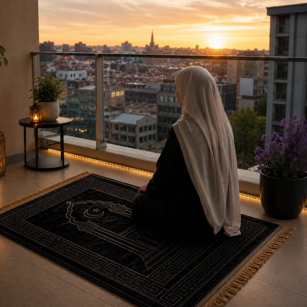 Customer using the prayer mat